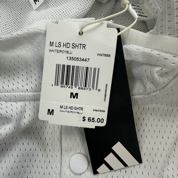 Kansas Jayhawks PE Basketball Shooting Shirt Mens Medium White Adidas Team Issue - Picture 8 of 12